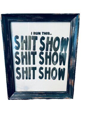Wall Art Hanging Picture Funny Saying Wood Frame Distressed Man Cave Bathroom